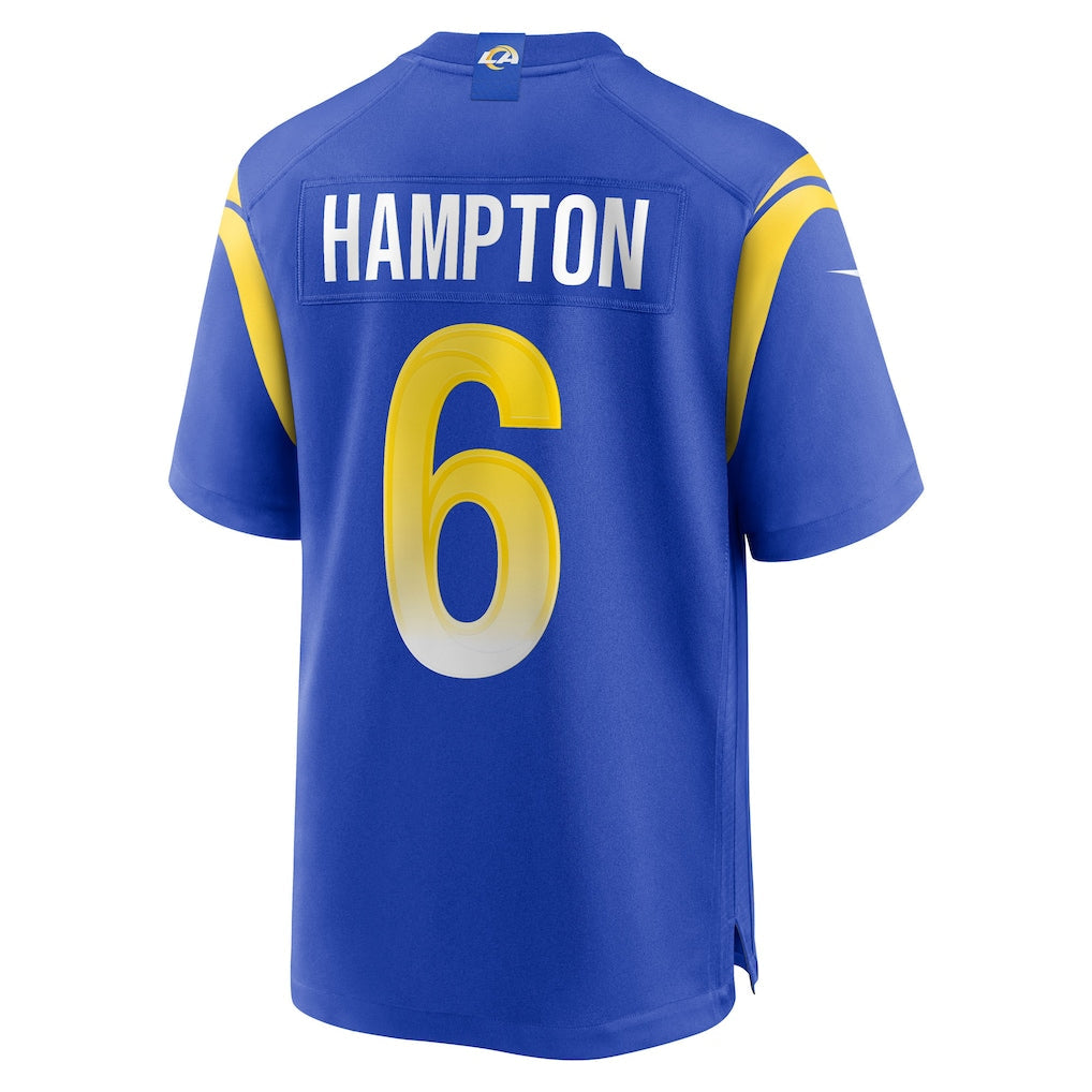 BIPIHUC LA.Rams #6 Rob Nick Hampton Royal Team Game Jersey