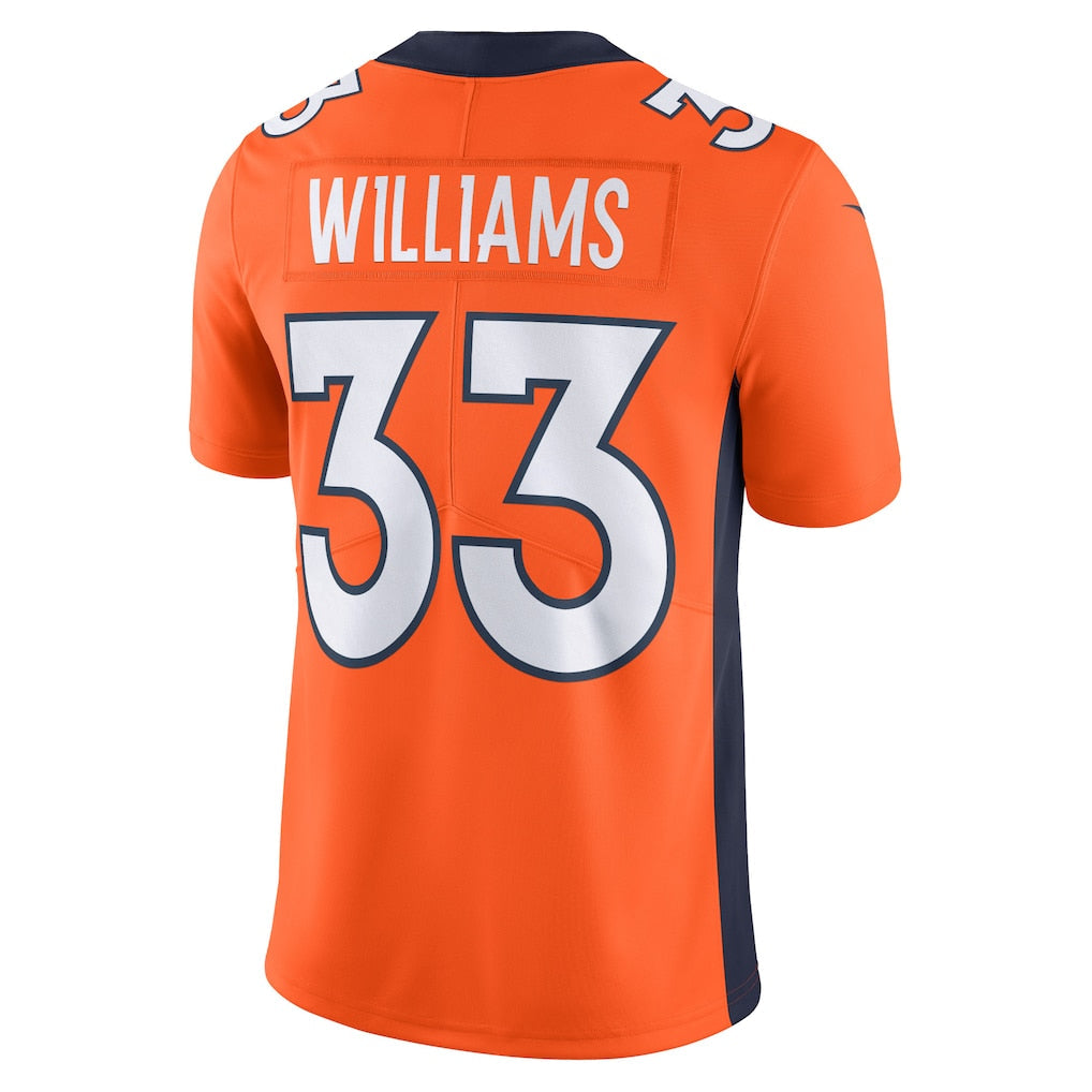 BIPIHUC D.Broncos #33 Javonte Williams Orange Vapor Untouchable Limited Jersey