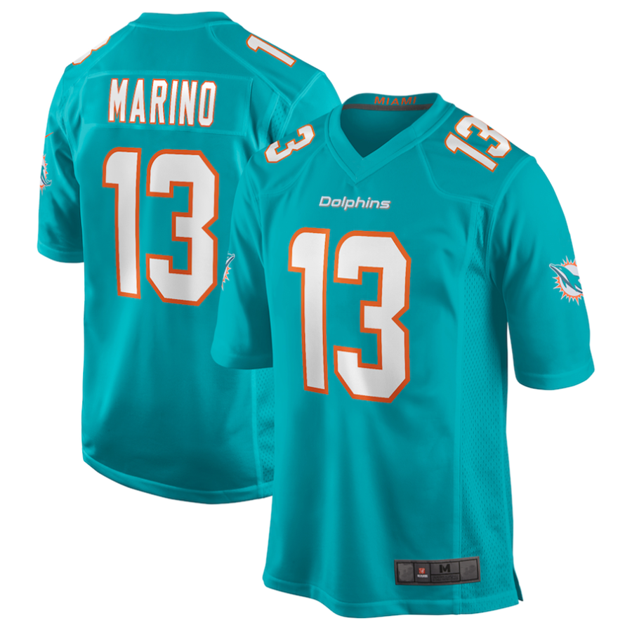 BIPIHUC #13 Dan Marino M.Dolphins Aqua Game Retired Stitched Jerseys