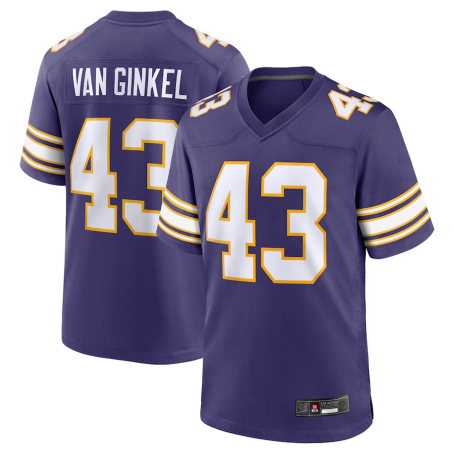 BIPIHUC #43 Andrew Van Ginkel Player MN.Vikings Purple Game Stitched Jerseys