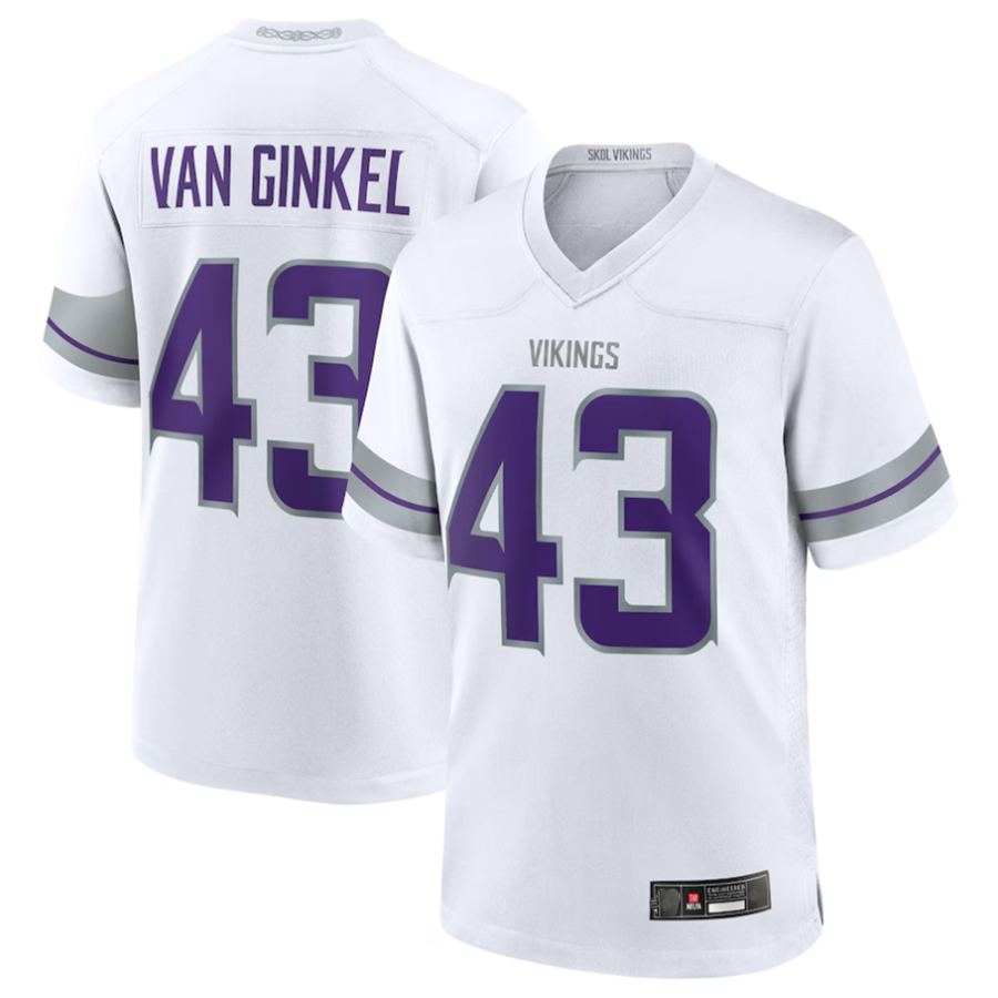 BIPIHUC #43 Andrew Van Ginkel Player MN.Vikings White Alternate Game Stitched Jerseys