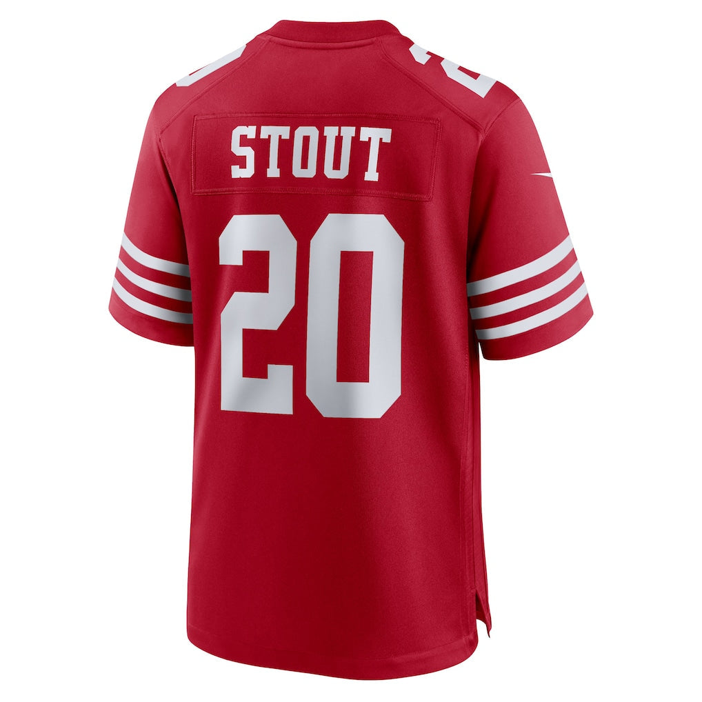 BIPIHUC SF.49ers #20 Upton Stout Scarlet Team Game Jersey