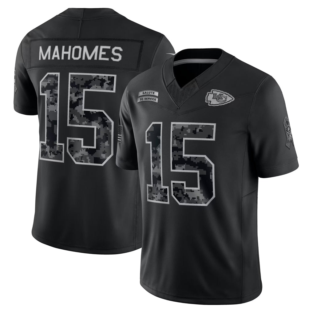 BIPIHUC KC.Chiefs #15 Patrick Mahomes Player Black Limited 2026 Salute to Service Home Game Stitched Jerseys