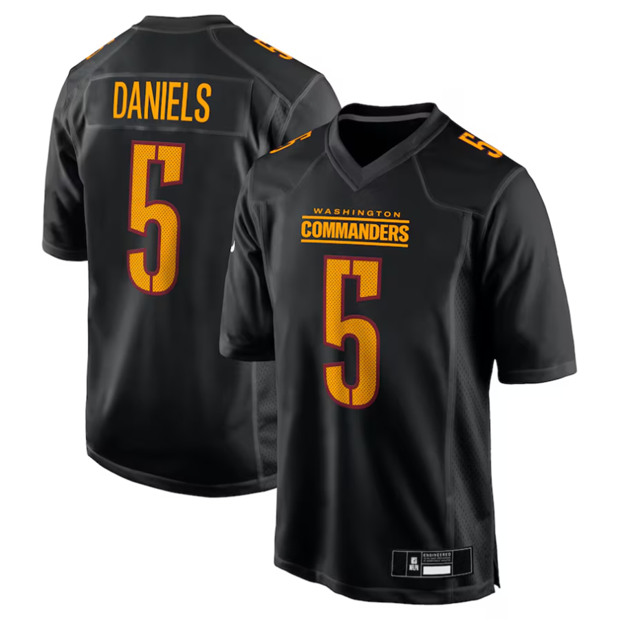 BIPIHUC #5 Jayden Daniels Player W.Commanders Carbon Black Fashion Stitched Jerseys
