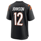 BIPIHUC C.Bengals #12 Tyron Johnson Black Home Game Player Jersey