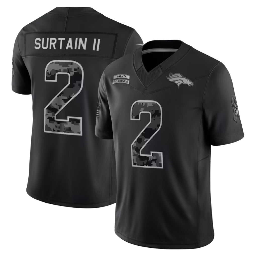 BIPIHUC D.Broncos #2 Patrick Surtain II Player Black Limited 2026 Salute to Service Home Game Stitched Jerseys