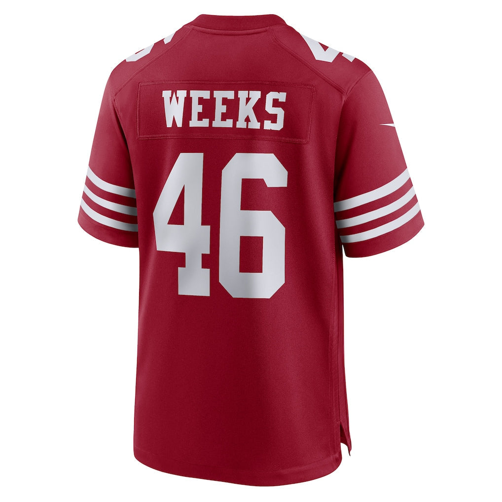 BIPIHUC SF.49ers #46 Jon Weeks Scarlet Team Game Jersey