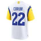 BIPIHUC LA.Rams #22 Blake Corum White Game Jersey