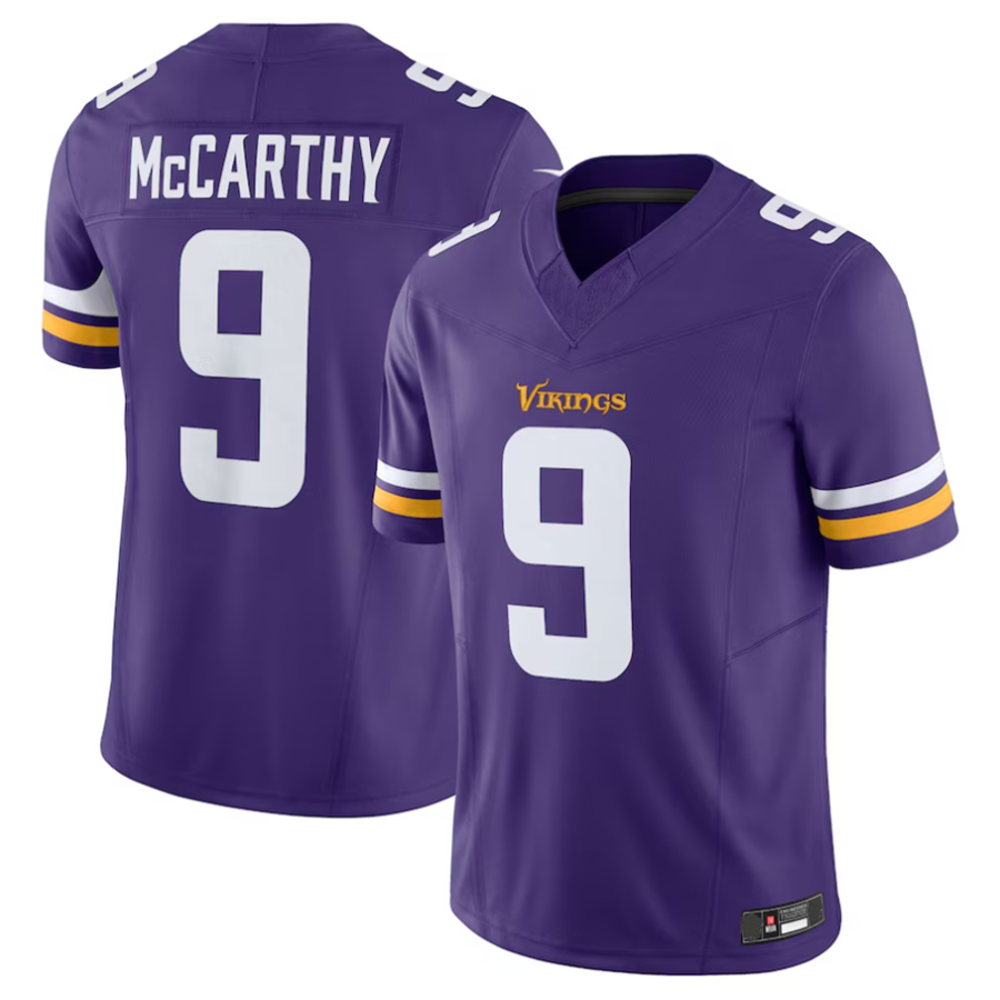 BIPIHUC #9 J.J. McCarthy Player MN.Vikings Purple Vapor F.U.S.E. Limited Stitched Jerseys