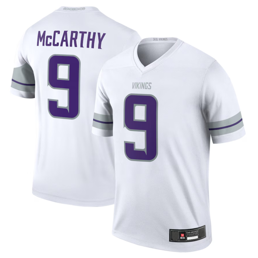 BIPIHUC #9 J.J. McCarthy Player MN.Vikings White Alternate Legend Stitched Jerseys