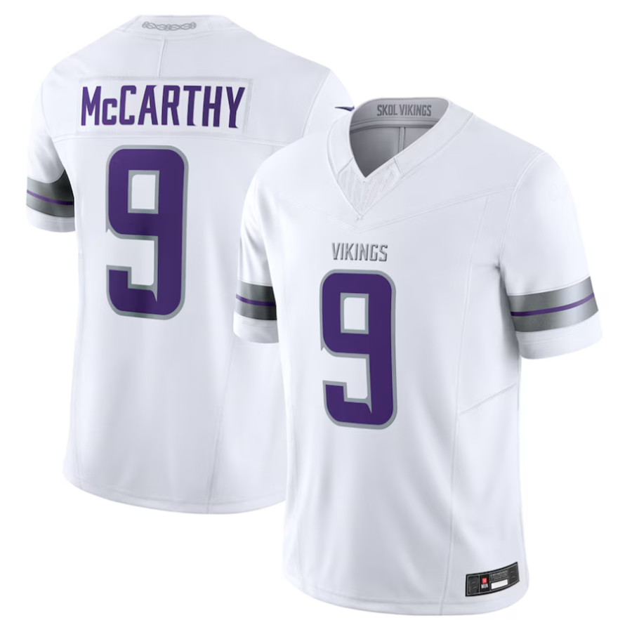 BIPIHUC #9 J.J. McCarthy Player MN.Vikings White Vapor F.U.S.E. Limited Stitched Jerseys