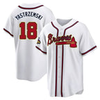 BIPIHUC A.Braves #18 Mike Yastrzemski player Gold Replica White Program Stitched Jerseys