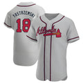 BIPIHUC A.Braves #18 Mike Yastrzemski player Gray Authentic Road Stitched Jerseys