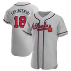 BIPIHUC A.Braves #18 Mike Yastrzemski player Gray Authentic Road Stitched Jerseys