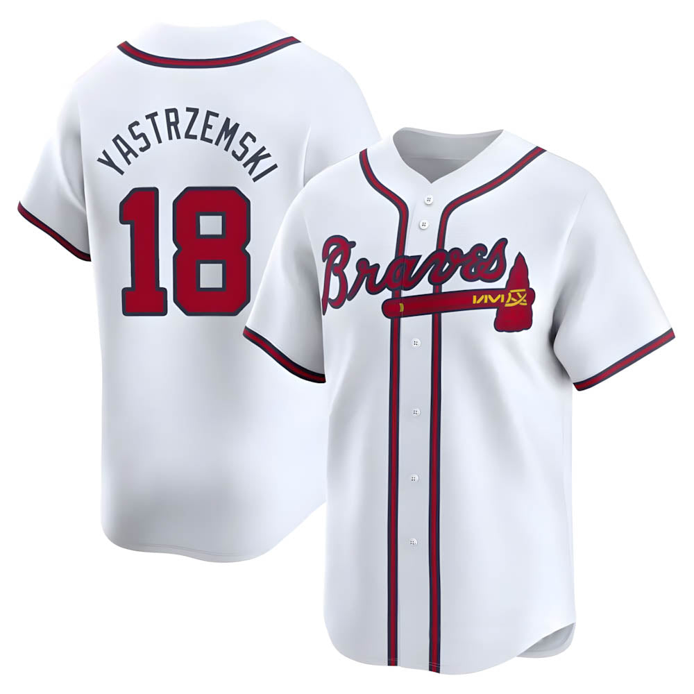 BIPIHUC A.Braves #18 Mike Yastrzemski player White Limited Home Stitched Jerseys