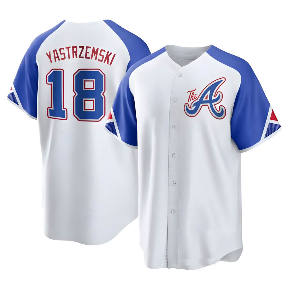 BIPIHUC A.Braves #18 Mike Yastrzemski player White Replica City Connect Stitched Jerseys