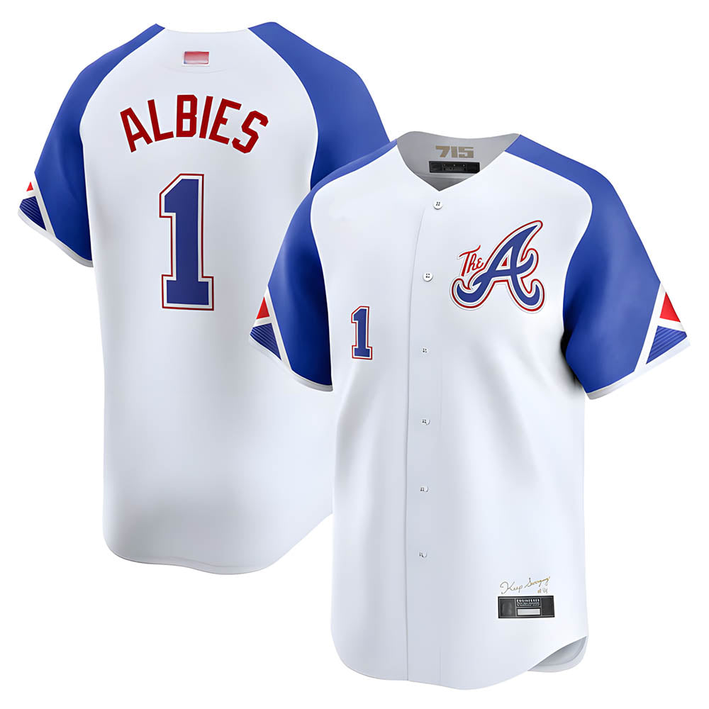 BIPIHUC A.Braves #1 Ozzie Albies Player Blue City Connect Stitched Jerseys