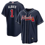 BIPIHUC A.Braves #1 Ozzie Albies Player Navy Alternate Stitched Jerseys