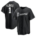BIPIHUC A.Braves #1 Ozzie Albies Player Black&White Replica Stitched Jerseys