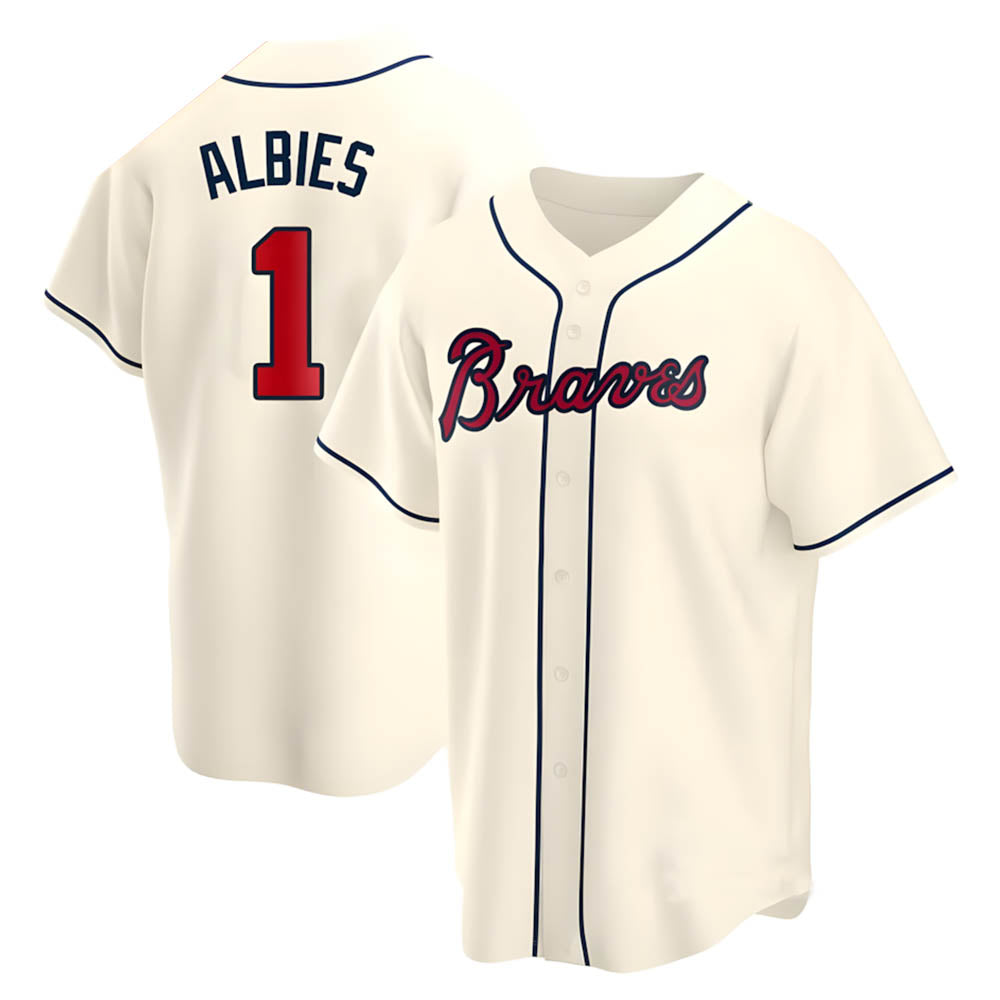 BIPIHUC A.Braves #1 Ozzie Albies Player Cream Replica Alternate Stitched Jerseys