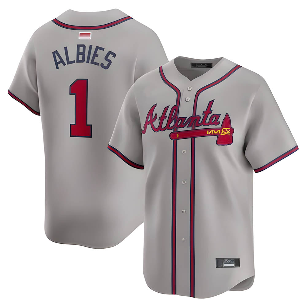 BIPIHUC A.Braves #1 Ozzie Albies Player Gray Vapor Premier City Connect Premium Stitched Jerseys