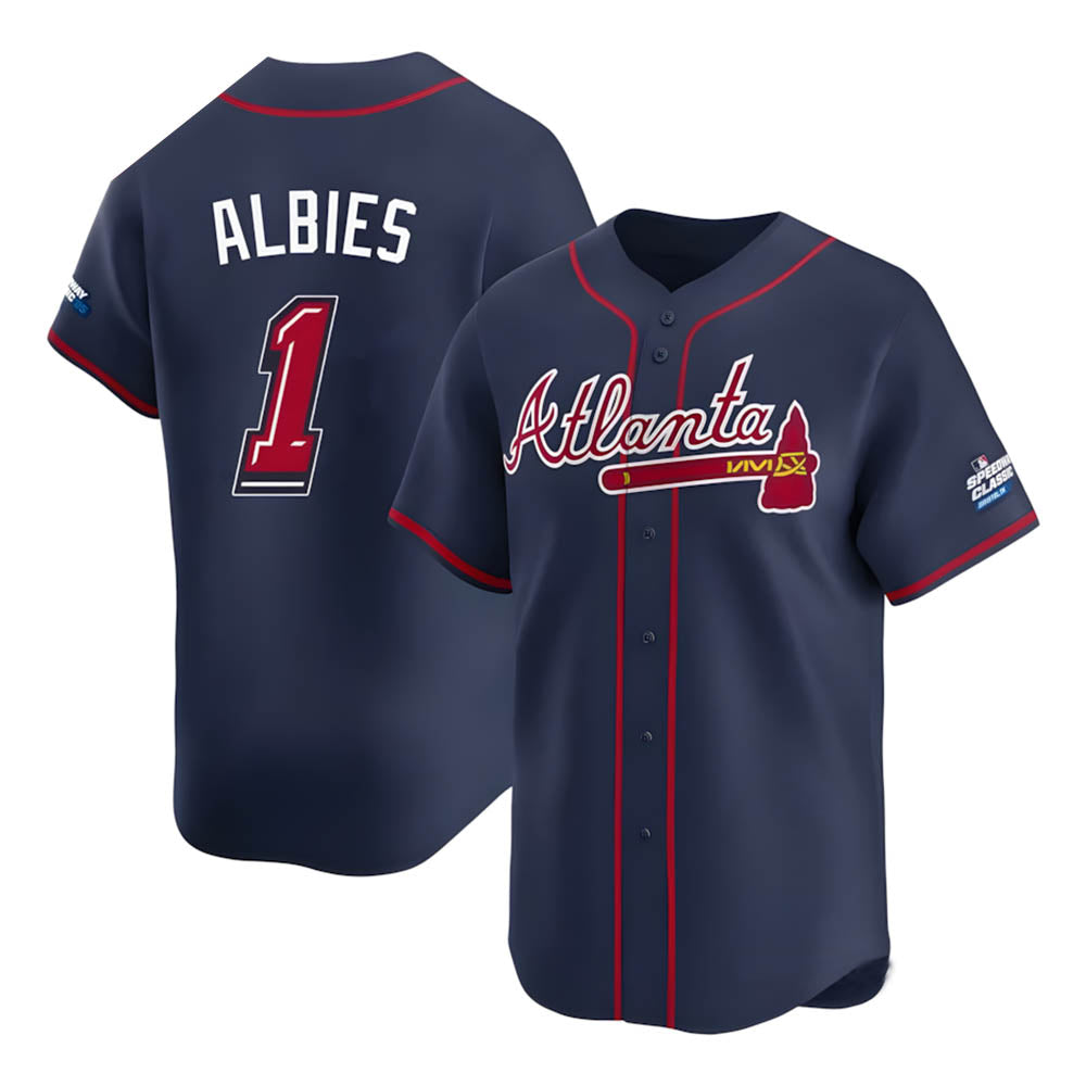 BIPIHUC A.Braves #1 Ozzie Albies Player Navy Limited 2025 Speedway Classic Alternate Stitched Jerseys