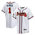 BIPIHUC A.Braves #1 Ozzie Albies Player White World Series Gold Program Stitched Jerseys