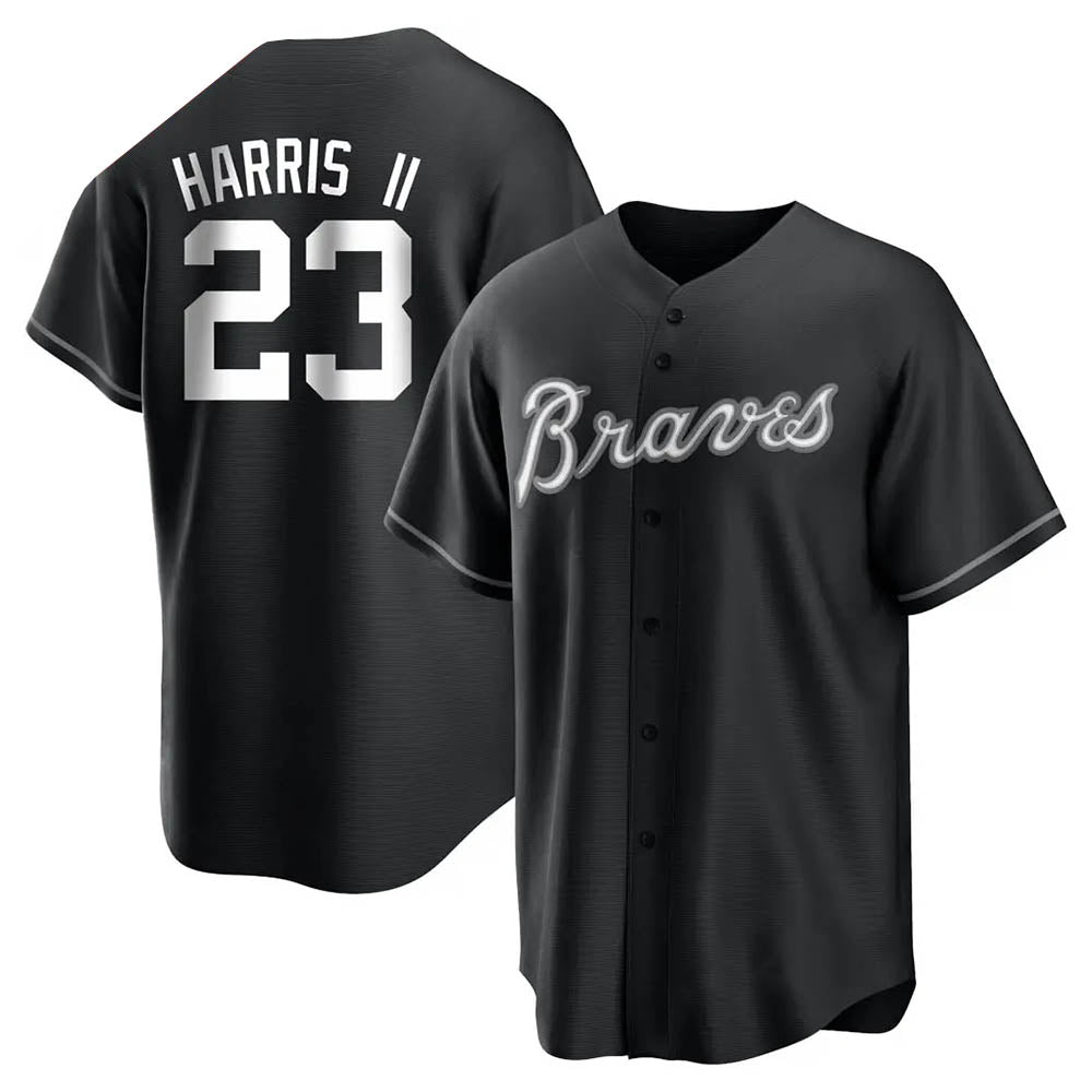 BIPIHUC A.Braves #23 Michael Harris II player Black&White Replica Stitched Jerseys