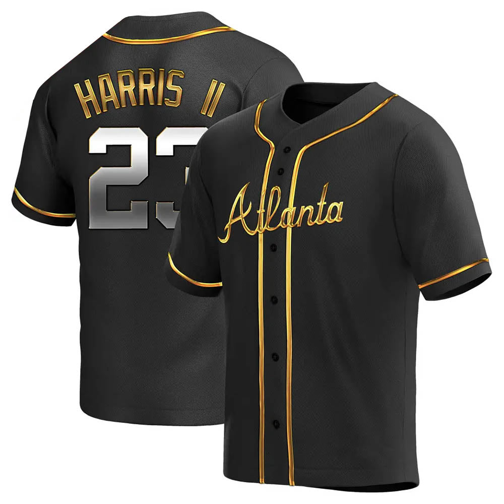 BIPIHUC A.Braves #23 Michael Harris II player Gold Replica Black en Alternate Stitched Jerseys