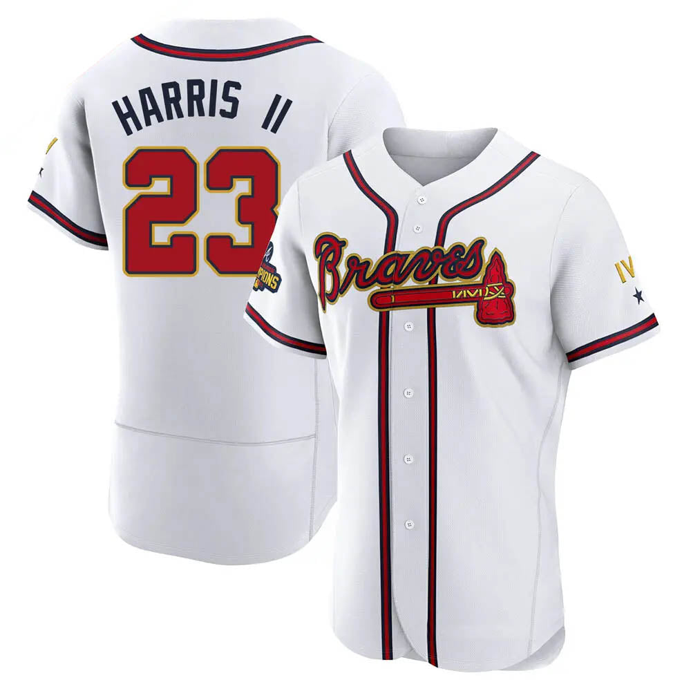 BIPIHUC A.Braves #23 Michael Harris II player White&Gold Authentic Program Stitched Jerseys