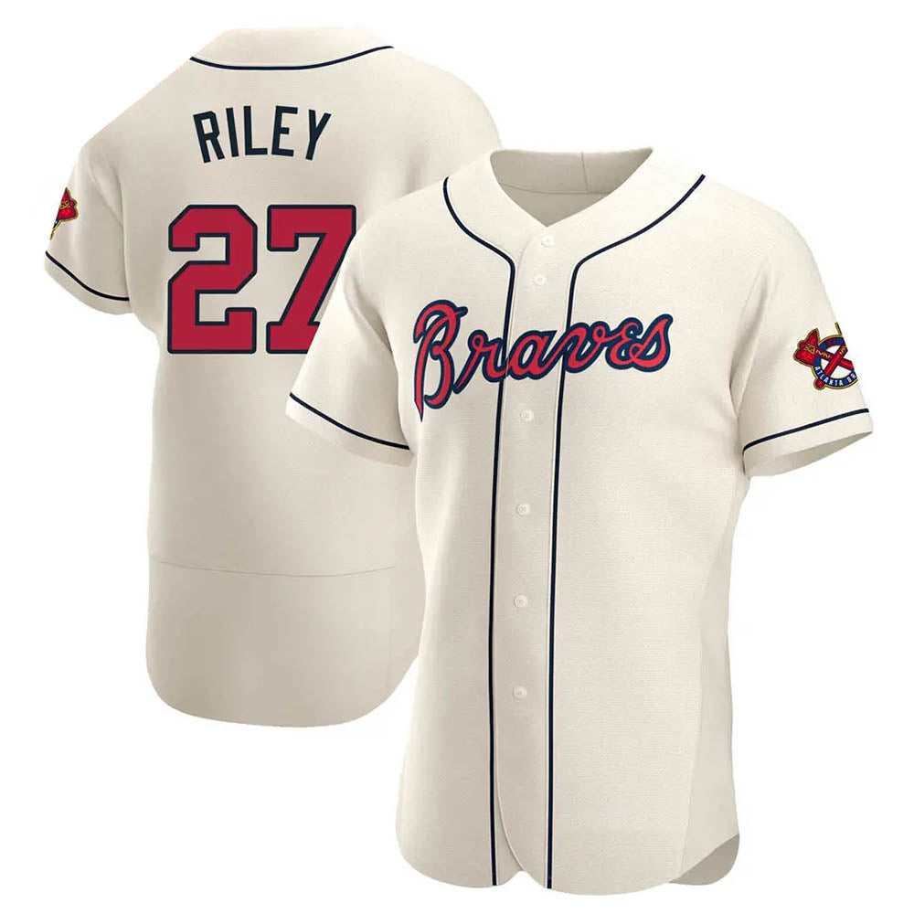 BIPIHUC A.Braves #27 Austin Riley Player Cream Authentic Alternate Stitched Jerseys