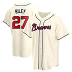 BIPIHUC A.Braves #27 Austin Riley Player Cream Replica Alternate Stitched Jerseys
