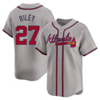 BIPIHUC A.Braves #27 Austin Riley Player Gray Limited Away Stitched Jerseys
