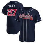 BIPIHUC A.Braves #27 Austin Riley Player Navy Authentic Alternate Stitched Jerseys
