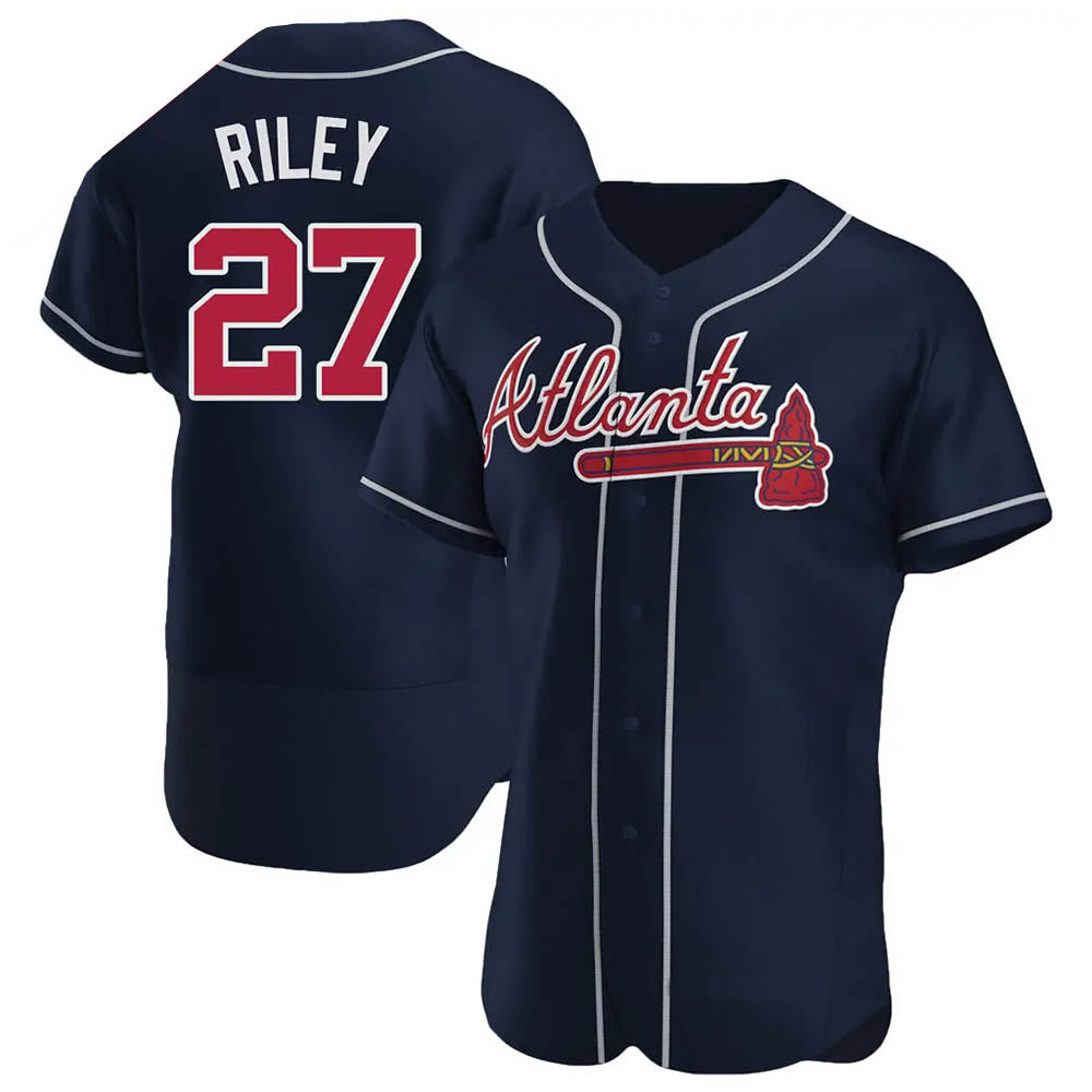 BIPIHUC A.Braves #27 Austin Riley Player Navy Authentic Alternate Stitched Jerseys
