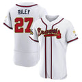 BIPIHUC A.Braves #27 Austin Riley Player White&Gold Authentic Program Stitched Jerseys