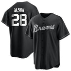 BIPIHUC A.Braves #28 Matt Olson Player Black&Gold Replica en Alternate Stitched Jerseys