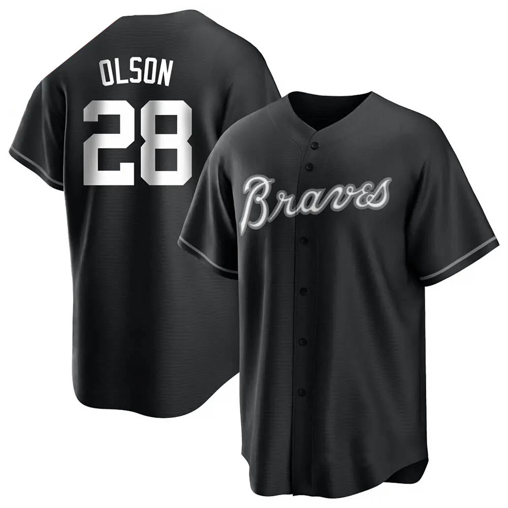BIPIHUC A.Braves #28 Matt Olson Player Black&Gold Replica en Alternate Stitched Jerseys