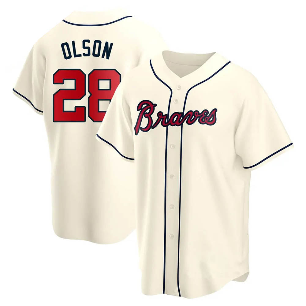 BIPIHUC A.Braves #28 Matt Olson Player Cream Replica Alternate Stitched Jerseys