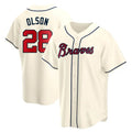 BIPIHUC A.Braves #28 Matt Olson Player Cream Replica Alternate Stitched Jerseys
