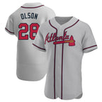 BIPIHUC A.Braves #28 Matt Olson Player Gray Authentic Road Stitched Jerseys