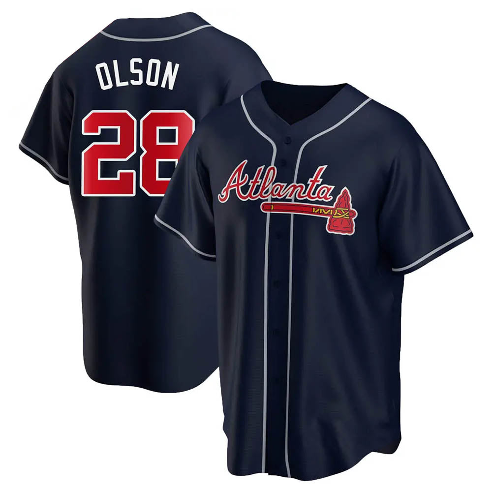 BIPIHUC A.Braves #28 Matt Olson Player Navy Replica Alternate Stitched Jerseys