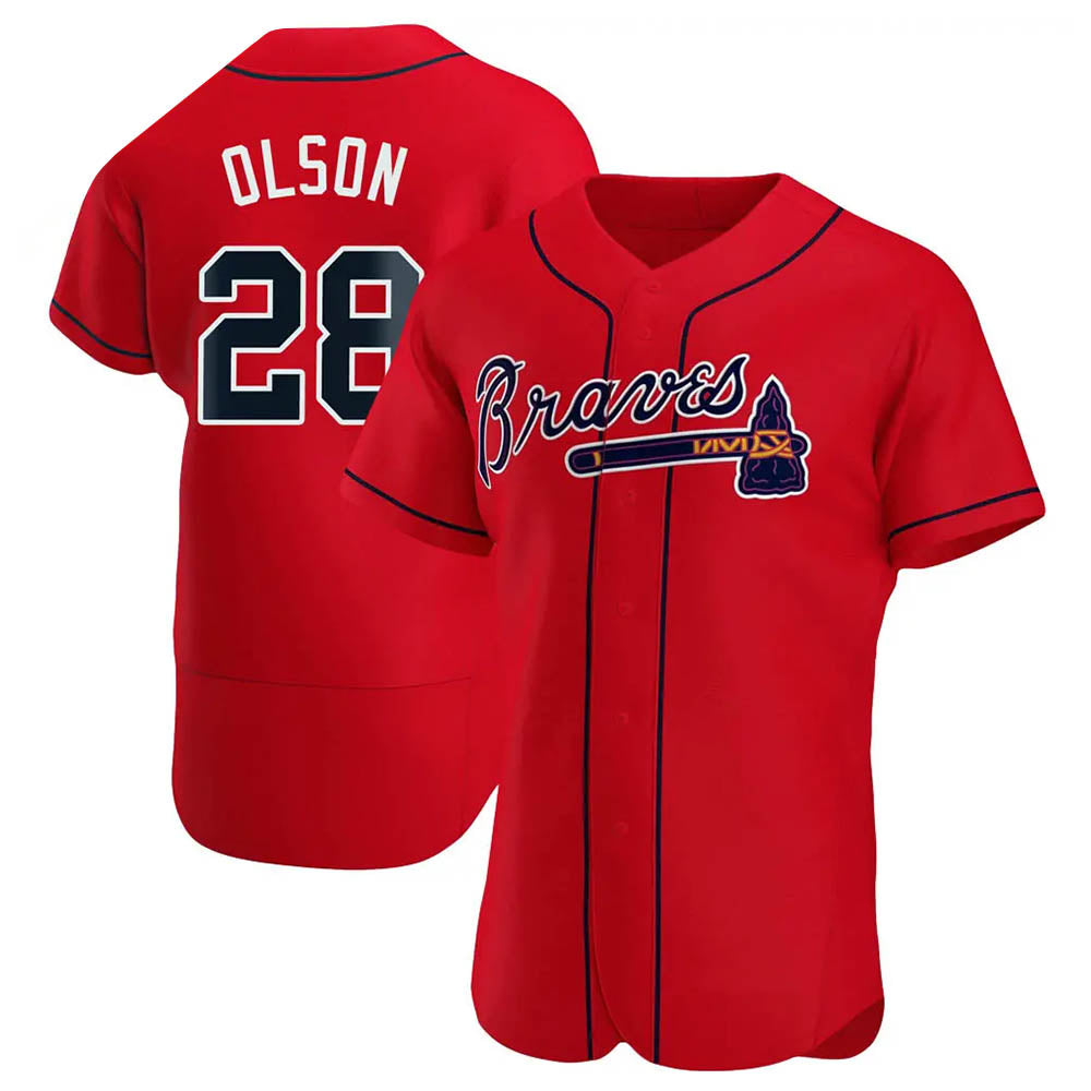 BIPIHUC A.Braves #28 Matt Olson Player Red Authentic Alternate Stitched Jerseys