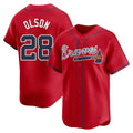 BIPIHUC A.Braves #28 Matt Olson Player Red Limited Alternate Stitched Jerseys