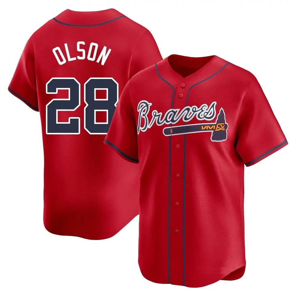 BIPIHUC A.Braves #28 Matt Olson Player Red Limited Alternate Stitched Jerseys