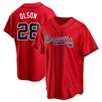 BIPIHUC A.Braves #28 Matt Olson Player Red Replica Alternate Stitched Jerseys