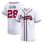 BIPIHUC A.Braves #28 Matt Olson Player White Elite Home Stitched Jerseys