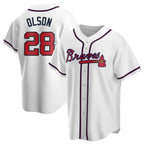 BIPIHUC A.Braves #28 Matt Olson Player White Replica Home Stitched Jerseys