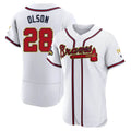 BIPIHUC A.Braves #28 Matt Olson Player White&Gold Authentic Program Stitched Jerseys