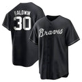 BIPIHUC A.Braves #30 Drake Baldwin player Black&White Replica Stitched Jerseys